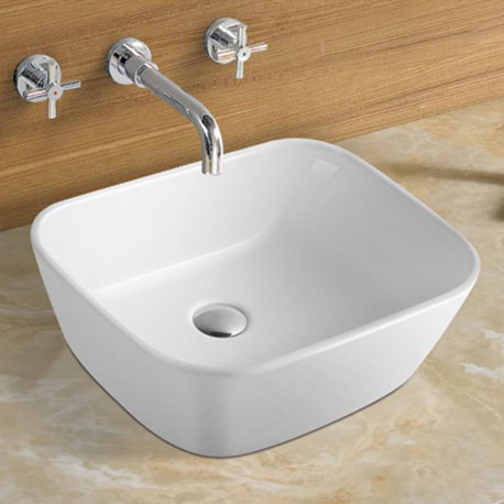 American Imaginations AI-28593 19.3-in. W Above Counter White Bathroom Vessel Sink For Deck Mount Deck Mount Drilling