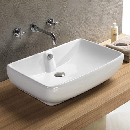 American Imaginations AI-28653 23.6-in. W Above Counter White Bathroom Vessel Sink For Wall Mount Wall Mount Drilling