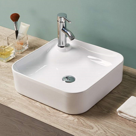 American Imaginations AI-28677 16.9-in. W Above Counter White Bathroom Vessel Sink For 1 Hole Left Drilling
