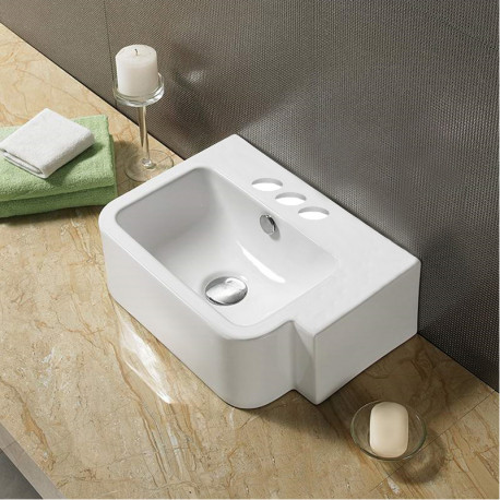 American Imaginations AI-29426 17.5-in. W Above Counter White Bathroom Vessel Sink For 3H8-in. Left Drilling