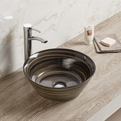 American Imaginations AI-28371 15.94-in. W Above Counter Black Swirl Bathroom Vessel Sink For Wall Mount Wall Mount Drilling