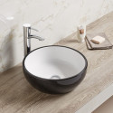 American Imaginations AI-28376 16.14-in. W Above Counter Black-White Bathroom Vessel Sink For Wall Mount Wall Mount Drilling