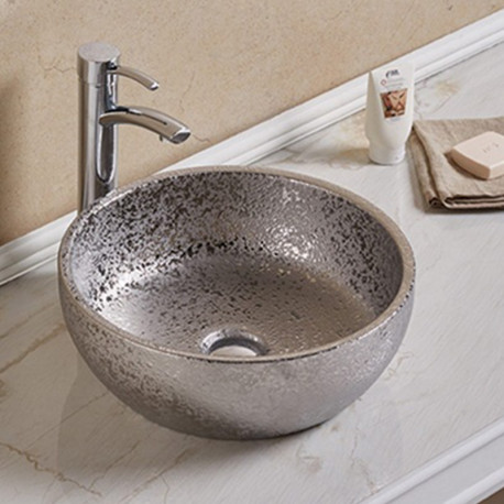 American Imaginations AI-28383 16.14-in. W Above Counter Silver Bathroom Vessel Sink For Wall Mount Wall Mount Drilling