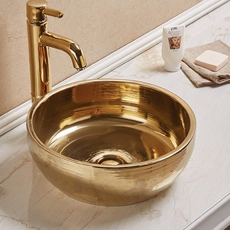 American Imaginations AI-28385 16.14-in. W Above Counter Gold Bathroom Vessel Sink For Wall Mount Wall Mount Drilling