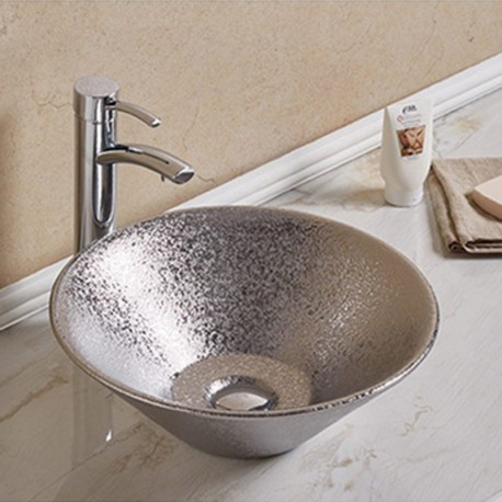 American Imaginations AI-28389 16.34-in. W Above Counter Silver Bathroom Vessel Sink For Wall Mount Wall Mount Drilling