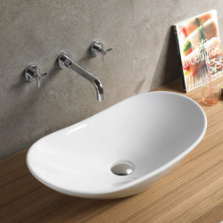 American Imaginations AI-28396 24.2-in. W Above Counter White Bathroom Vessel Sink For Deck Mount Deck Mount Drilling
