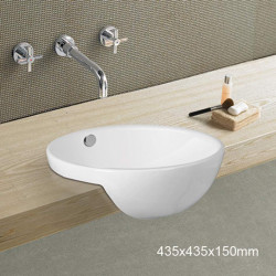 American Imaginations AI-28398 17.1-in. W Semi-Recessed White Bathroom Vessel Sink For Deck Mount Deck Mount Drilling