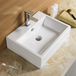 American Imaginations AI-28403 20.9-in. W Above Counter White Bathroom Vessel Sink For 1 Hole Center Drilling
