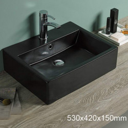 American Imaginations AI-28404 20.9-in. W Above Counter Black Bathroom Vessel Sink For 1 Hole Center Drilling