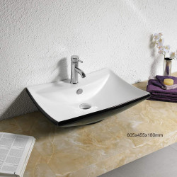 American Imaginations AI-28411 23.8-in. W Above Counter Black-White Bathroom Vessel Sink For 1 Hole Center Drilling