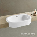 American Imaginations AI-28414 24.8-in. W Semi-Recessed White Bathroom Vessel Sink For Deck Mount Deck Mount Drilling