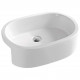 American Imaginations AI-28415 24.8-in. W Semi-Recessed White Bathroom Vessel Sink For Deck Mount Deck Mount Drilling