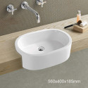 American Imaginations AI-28415 24.8-in. W Semi-Recessed White Bathroom Vessel Sink For Deck Mount Deck Mount Drilling
