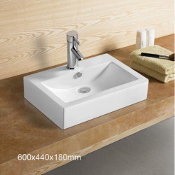 American Imaginations AI-28416 23.6-in. W Above Counter White Bathroom Vessel Sink For 1 Hole Center Drilling
