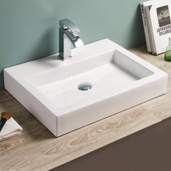 American Imaginations AI-28417 24-in. W Above Counter White Bathroom Vessel Sink For 1 Hole Center Drilling