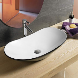 American Imaginations AI-28426 28.5-in. W Above Counter Black-White Bathroom Vessel Sink For Deck Mount Deck Mount Drilling