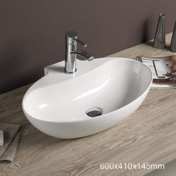 American Imaginations AI-28437 23.6-in. W Above Counter White Bathroom Vessel Sink For 1 Hole Center Drilling