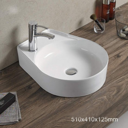 American Imaginations AI-28445 16.1-in. W Above Counter White Bathroom Vessel Sink For 1 Hole Left Drilling