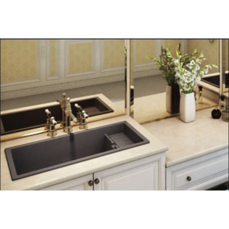 American Imaginations AI-34484 36-in. W White Granite Composite Kitchen Sink With 1 Bowl