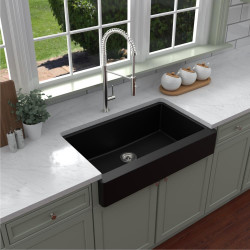 American Imaginations AI-34523 30-in. W CSA Approved Black Granite Composite Kitchen Sink With 1 Bowl