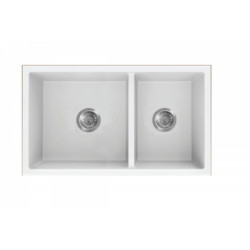 American Imaginations AI-34461 27-in. W White Granite Composite Kitchen Sink With 2 Bowl