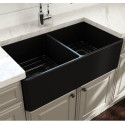 American Imaginations AI-34420 33-in. W Black Granite Composite Kitchen Sink With 2 Bowl