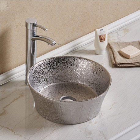 American Imaginations AI-27783 14.09-in. W Above Counter Silver Bathroom Vessel Sink For Deck Mount Deck Mount Drilling