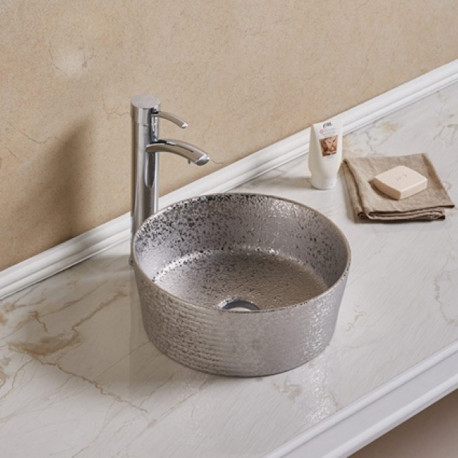 American Imaginations AI-27786 14.09-in. W Above Counter Silver Bathroom Vessel Sink For Deck Mount Deck Mount Drilling