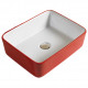 American Imaginations AI-28256 18.9-in. W Above Counter Red-White Bathroom Vessel Sink For Wall Mount Wall Mount Drilling