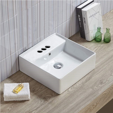 American Imaginations AI-28265 18.1-in. W Above Counter White Bathroom Vessel Sink For 3H4-in. Center Drilling