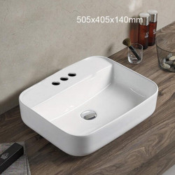 American Imaginations AI-28301 20-in. W Above Counter White Bathroom Vessel Sink For 3H4-in. Center Drilling