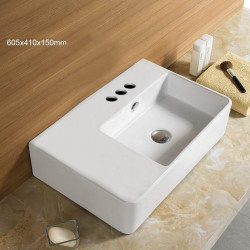 American Imaginations AI-28302 23.8-in. W Above Counter White Bathroom Vessel Sink For 3H4-in. Right Drilling