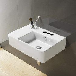 American Imaginations AI-28303 23.8-in. W Wall Mount White Bathroom Vessel Sink For 3H4-in. Right Drilling