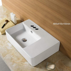 American Imaginations AI-28304 23.8-in. W Above Counter White Bathroom Vessel Sink For 3H4-in. Left Drilling