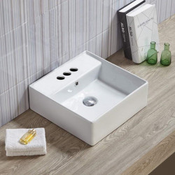 American Imaginations AI-28310 15-in. W Above Counter White Bathroom Vessel Sink For 3H4-in. Center Drilling