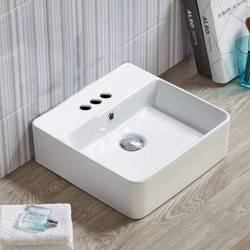 American Imaginations AI-28312 15-in. W Above Counter White Bathroom Vessel Sink For 3H4-in. Center Drilling
