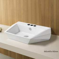 American Imaginations AI-28313 27.2-in. W Above Counter White Bathroom Vessel Sink For 3H4-in. Center Drilling