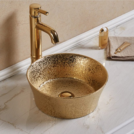 American Imaginations AI-27805 14.09-in. W Above Counter Gold Bathroom Vessel Sink For Wall Mount Wall Mount Drilling