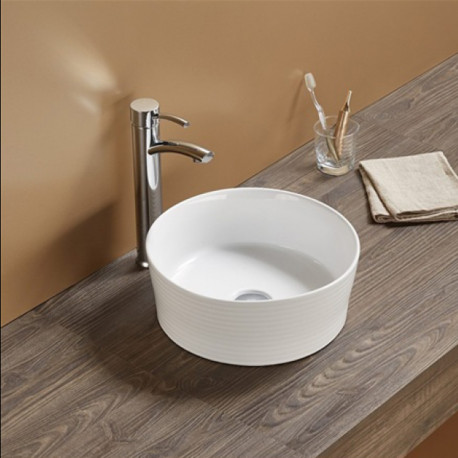 American Imaginations AI-27807 14.09-in. W Above Counter White Bathroom Vessel Sink For Wall Mount Wall Mount Drilling