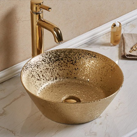 American Imaginations AI-27813 15.94-in. W Above Counter Gold Bathroom Vessel Sink For Wall Mount Wall Mount Drilling
