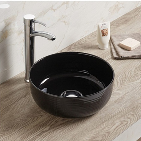 American Imaginations AI-27838 14.09-in. W Above Counter Black Bathroom Vessel Sink For Deck Mount Deck Mount Drilling