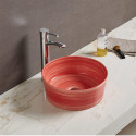 American Imaginations AI-27846 14.09-in. W Above Counter Red Swirl Bathroom Vessel Sink For Deck Mount Deck Mount Drilling