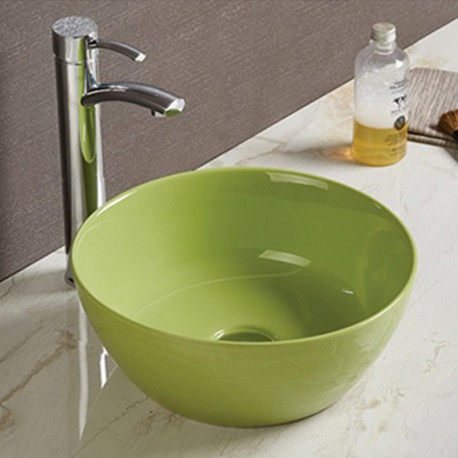 American Imaginations AI-27860 14.09-in. W Above Counter Olive Bathroom Vessel Sink For Deck Mount Deck Mount Drilling