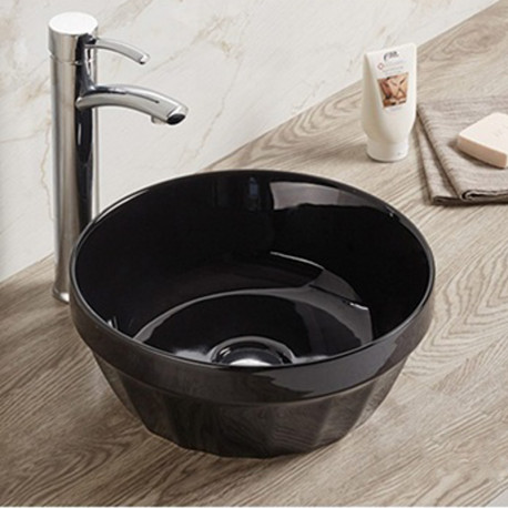 American Imaginations AI-27872 14.09-in. W Above Counter Black Bathroom Vessel Sink For Deck Mount Deck Mount Drilling