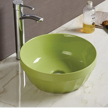 American Imaginations AI-27874 14.09-in. W Above Counter Olive Bathroom Vessel Sink For Deck Mount Deck Mount Drilling