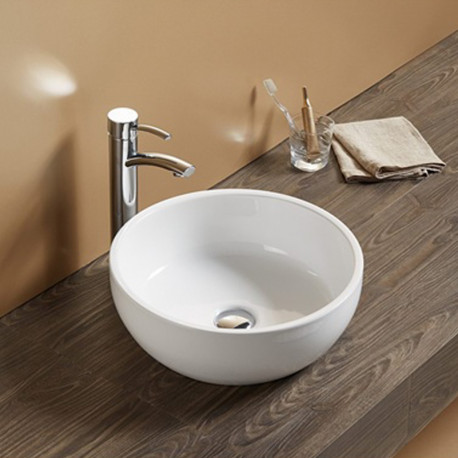 American Imaginations AI-27904 16.14-in. W Above Counter White Bathroom Vessel Sink For Deck Mount Deck Mount Drilling