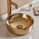 American Imaginations AI-27929 13.89-in. W Above Counter Gold Bathroom Vessel Sink For Deck Mount Deck Mount Drilling