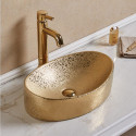 American Imaginations AI-27939 20.47-in. W Above Counter Gold Bathroom Vessel Sink For Deck Mount Deck Mount Drilling