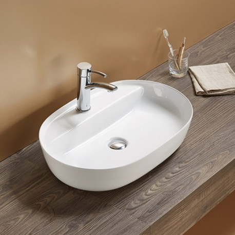 American Imaginations AI-27943 24.41-in. W Above Counter White Bathroom Vessel Sink For 1 Hole Center Drilling