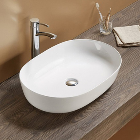 American Imaginations AI-27944 23.62-in. W Above Counter White Bathroom Vessel Sink For Deck Mount Deck Mount Drilling